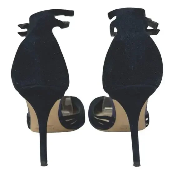 J. Crew Navy and Black Strappy Pointed-Toe Stiletto Heels - Picture 7 of 13